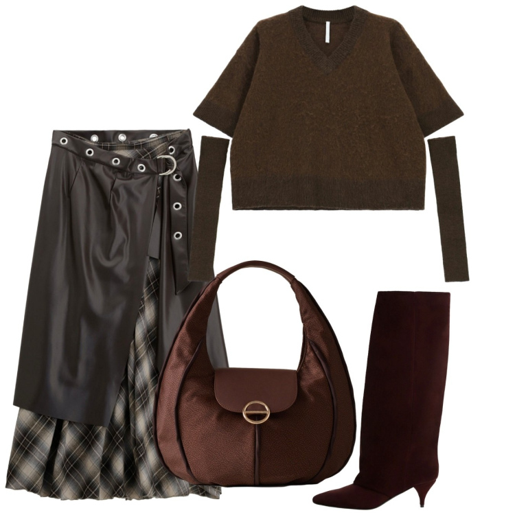 Outfit donna - Novembre. Stile Bon Ton per Tutti i giorni. Abbinamento con maglieria, borse a spalla, stivali, gonne lunghe.