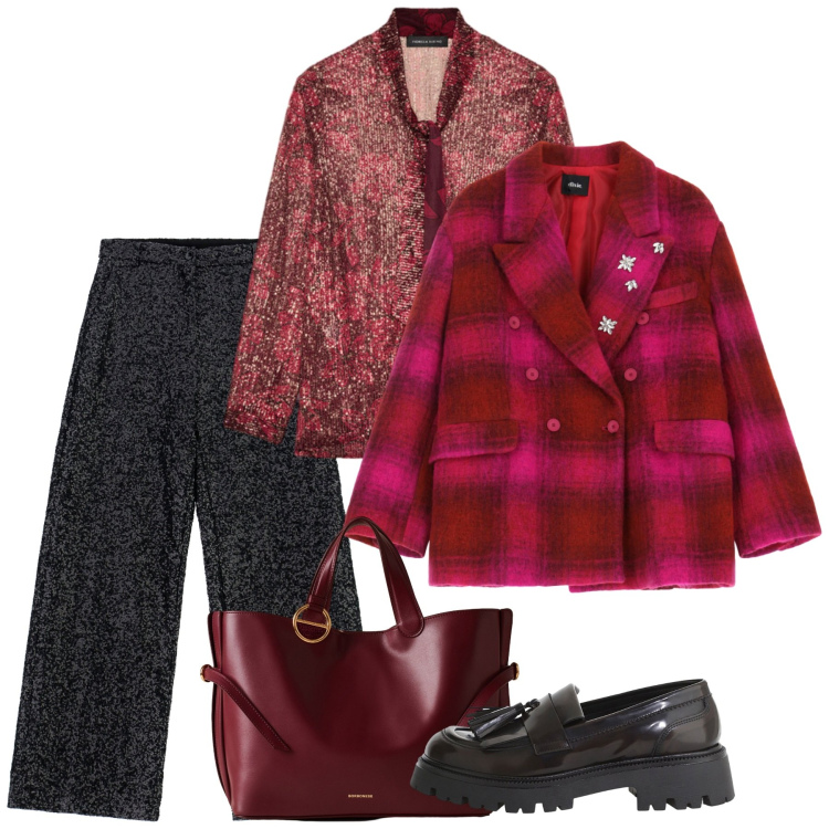 Outfit donna - Novembre. Stile Bon Ton per Tutti i giorni. Abbinamento con pantaloni a palazzo, shopping bag, mocassini, caban, camicie.