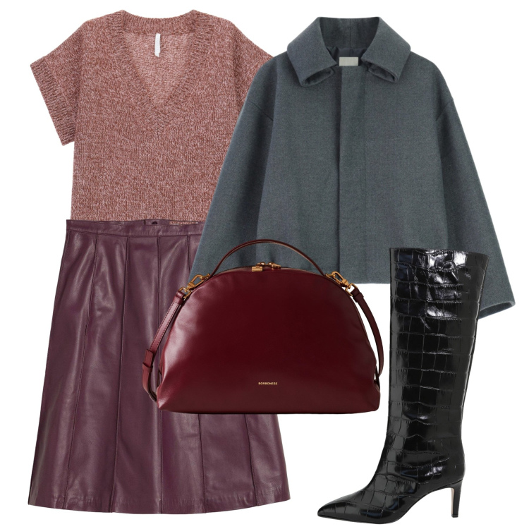 Outfit donna - Total look #2291212. Stile Bon Ton per Tutti i giorni. Abbinamento con gonne, maglieria, borse a mano, stivali, giacche.