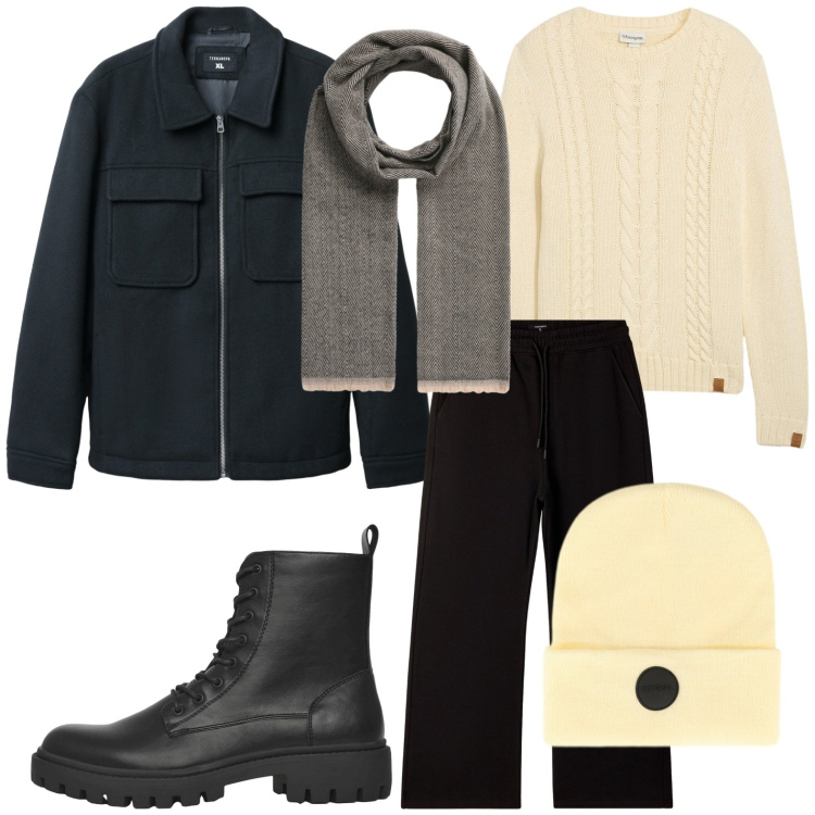 Outfit uomo - Autunno stiloso. Stile Trendy per Tutti i giorni. Abbinamento con maglieria, anfibi, pantaloni, sciarpe, cappotti, cappelli.