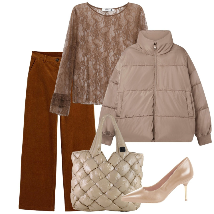 Outfit donna - Serata. Stile Casual chic per Serata fuori. Abbinamento con pantaloni, top, décolleté, bomber, borse tote.
