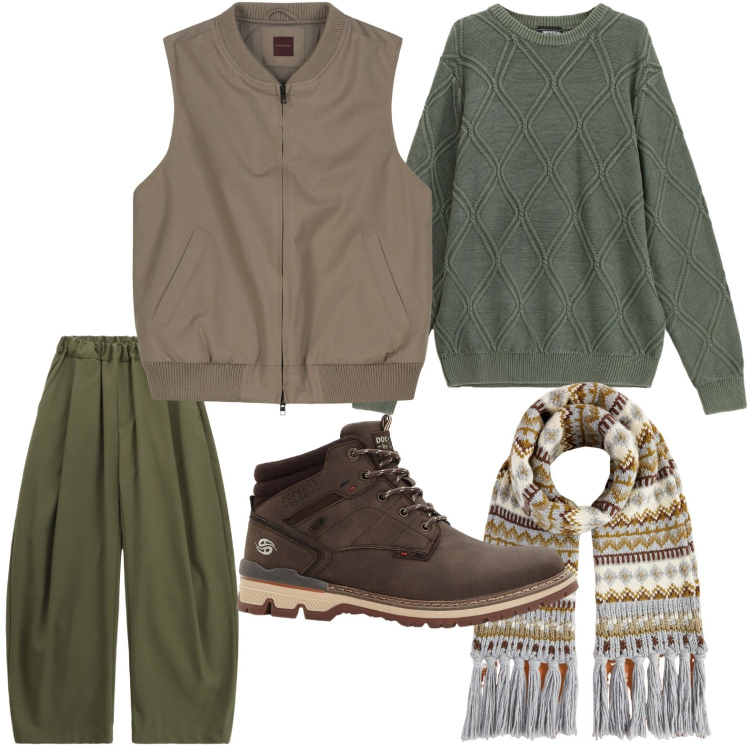 Outfit uomo - Il gilet trendy. Stile Trendy per Tutti i giorni. Abbinamento con stivali e stivaletti, pantaloni, maglieria, piumini, sciarpe.