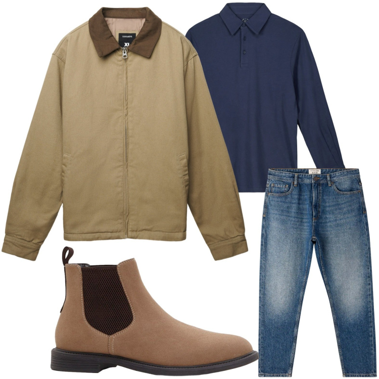 Outfit uomo - Jeans passepartout. Stile Casual per Tutti i giorni. Abbinamento con stivali e stivaletti, jeans, cappotti, polo.