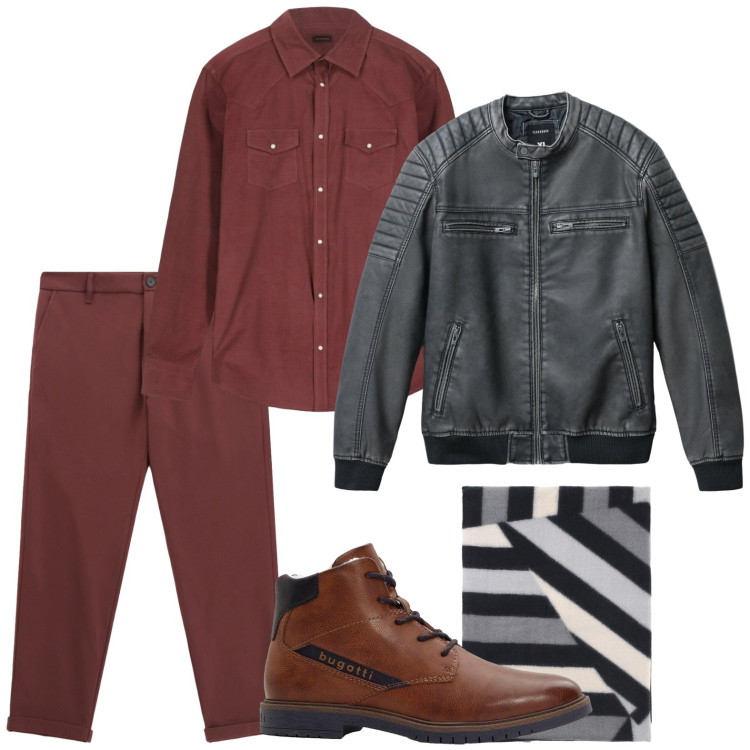 Outfit uomo - Colori di tendenza. Stile Trendy per Tutti i giorni. Abbinamento con anfibi, giacche, pantaloni, sciarpe, camicie.