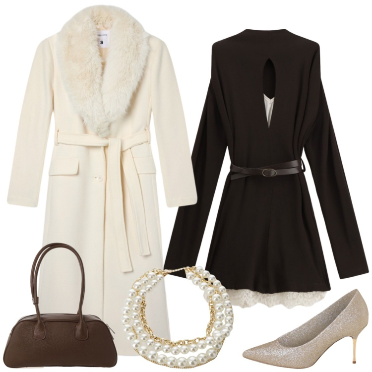 Outfit donna - L’abito cioccolata. Stile Bon Ton per Serata fuori. Abbinamento con décolleté, cappotti, collane, borse a mano, vestiti corti.