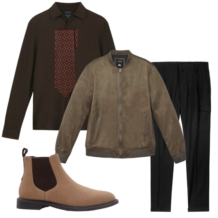 Outfit uomo - Total look #2291283. Stile Casual per Tutti i giorni. Abbinamento con stivali e stivaletti, giacche, pantaloni cargo, cravatte, polo.