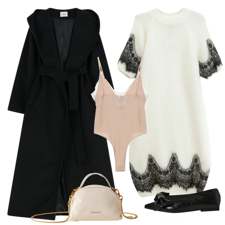 Outfit donna - Maglia e pizzo. Stile Romantica per Serata fuori. Abbinamento con ballerine, borse a mano, vestiti corti, cappotti, body.