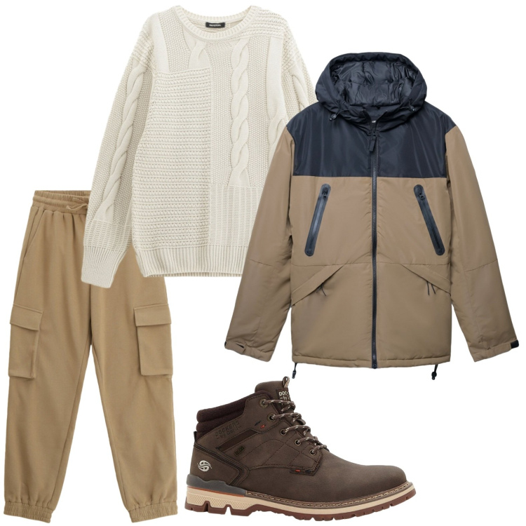 Outfit uomo - I cargo rivoluzionari. Stile Trendy per Tutti i giorni. Abbinamento con stivali e stivaletti, bomber, maglieria, pantaloni cargo.