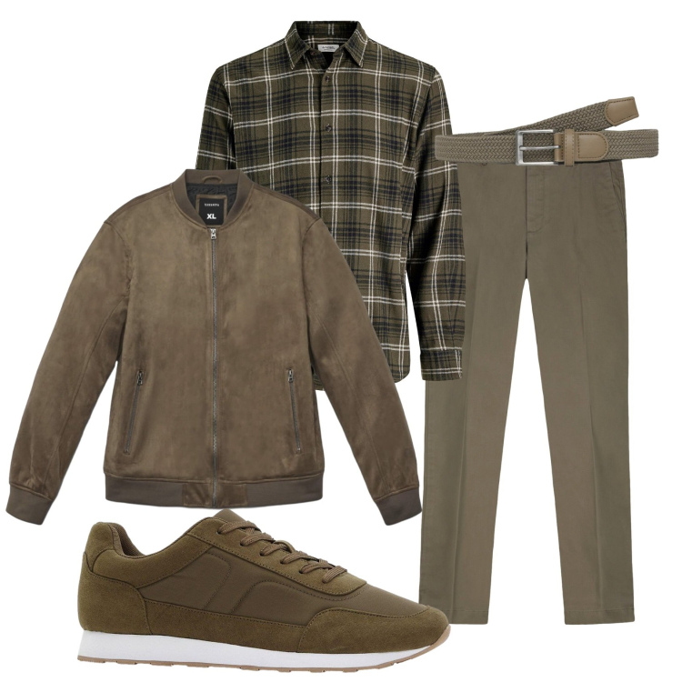 Outfit uomo - Total look #2291306. Stile Casual per Tutti i giorni. Abbinamento con sneakers, camicie, cinture, giacche, pantaloni chino.