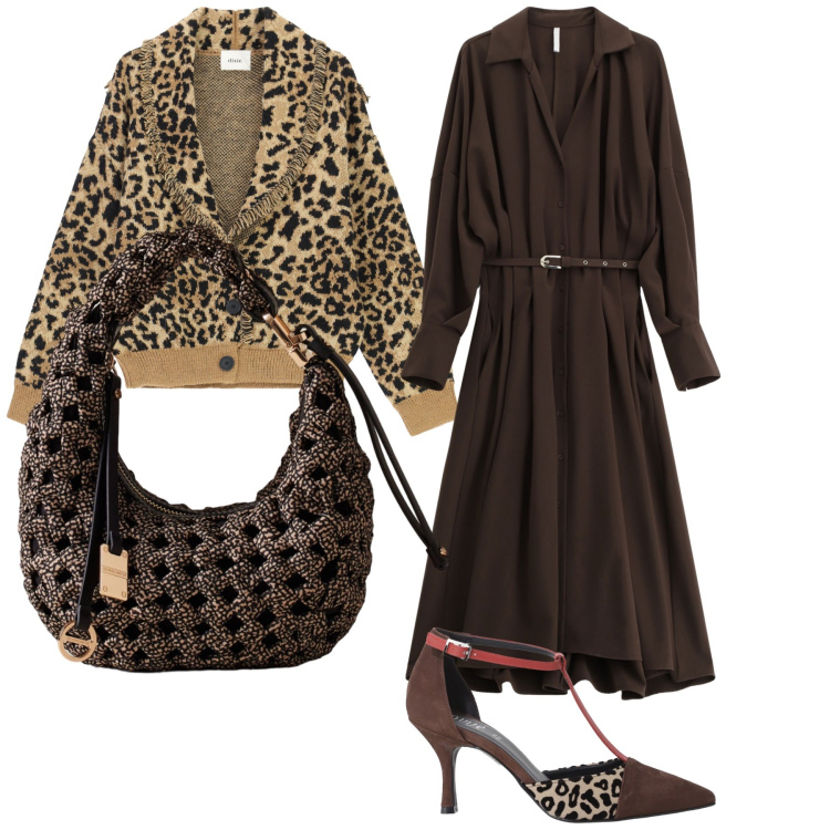 Outfit donna - Cena al ristorante. Stile Glamour per Serata fuori. Abbinamento con vestiti lunghi, borse a mano, décolleté, cardigans.