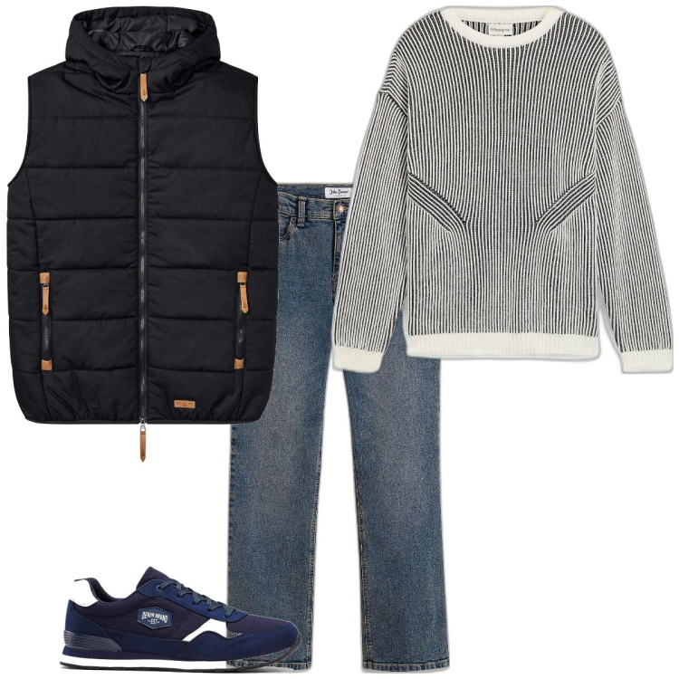 Outfit homme - Casual #19023. Style Casual pour Tous les jours. Assortir avec pulls, manteaux, jean bootcut, sneakers.