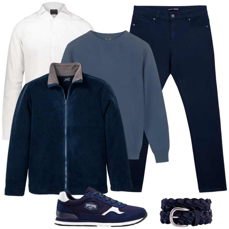 Outfit uomo - Total look #2291423. Stile Casual per Tutti i giorni. Abbinamento con giacche, sneakers, pantaloni skinny, maglieria, cinture, camicie.