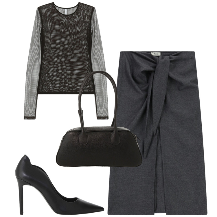 Outfit donna - Total look #2291433. Stile Urban per Tutti i giorni. Abbinamento con t-shirt, gonne lunghe, borse a mano, décolleté.