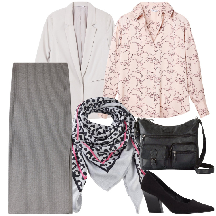 Outfit donna - La cena del sabato. Stile Trendy per Serata fuori. Abbinamento con décolleté, borse a tracolla, foulard, gonne lunghe, blazer, camicie.