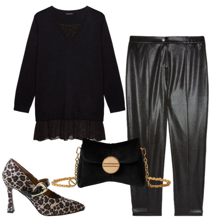 Outfit donna - Novembre. Stile Urban per Tutti i giorni. Abbinamento con décolleté, borse a tracolla, pantaloni, maglieria.