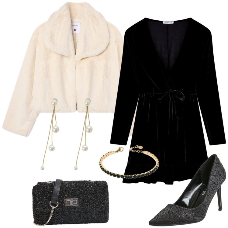 Outfit donna - Total look #2291517. Stile Chic per Serata fuori. Abbinamento con décolleté, ecopellicce, vestiti corti, borse a tracolla, orecchini, braccialetti.