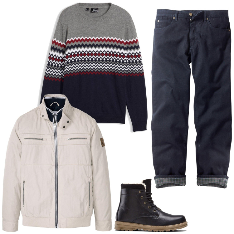 Outfit homme - Tom. Style Casual pour Tous les jours. Assortir avec pulls, bottes, manteaux, jean coupe droite.