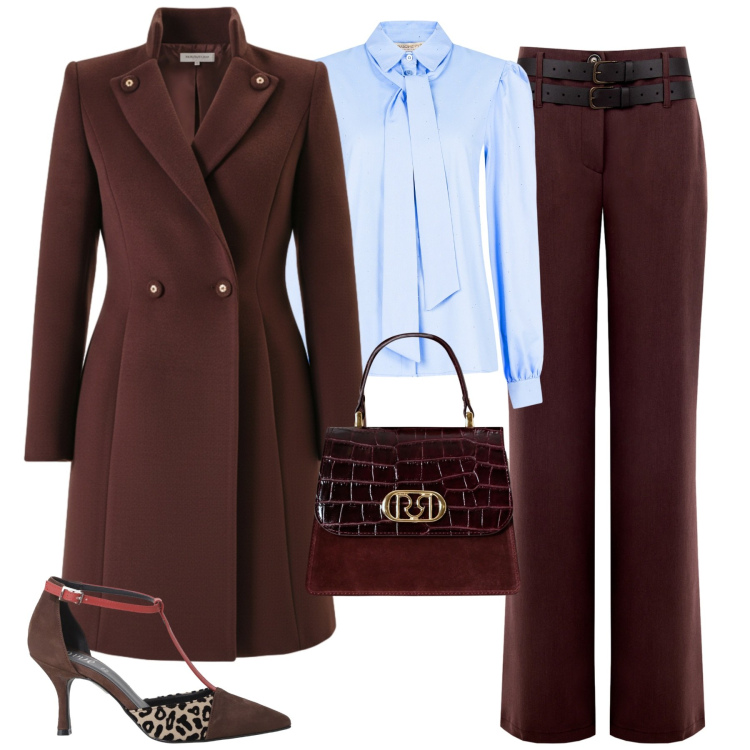 Outfit donna - Total look #2291522. Stile Chic per Tutti i giorni. Abbinamento con cappotti, pantaloni, camicie, borse a mano, décolleté.