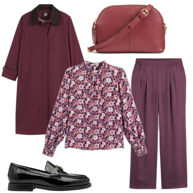 Outfit mujer - Al trabajo. Estilo Bon Ton para Oficina. Combinación con pantalones, bandoleras, trench, mocasines, camisas.