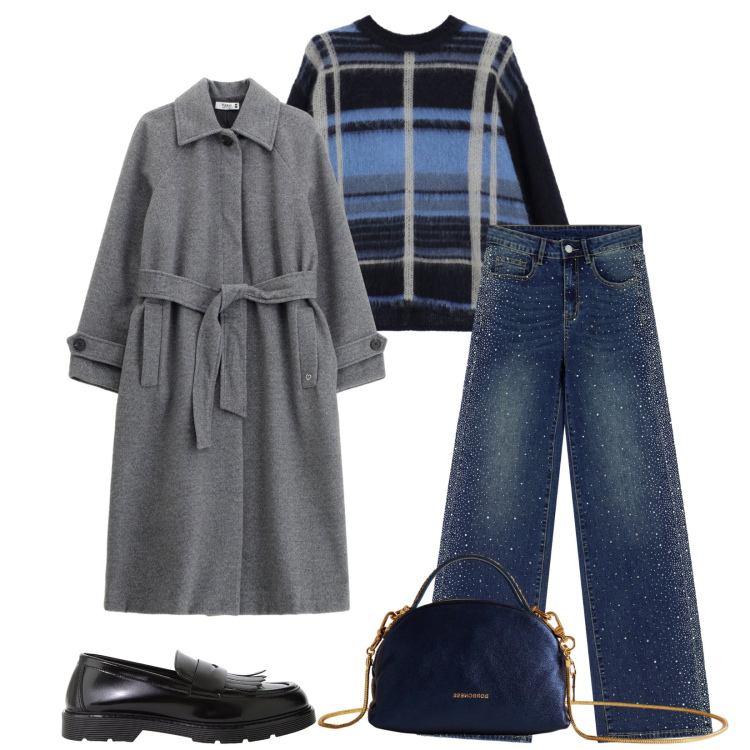 Outfit donna - Total look #2291571. Stile Casual chic per Tutti i giorni. Abbinamento con cappotti, maglieria, borse a mano, jeans, mocassini.