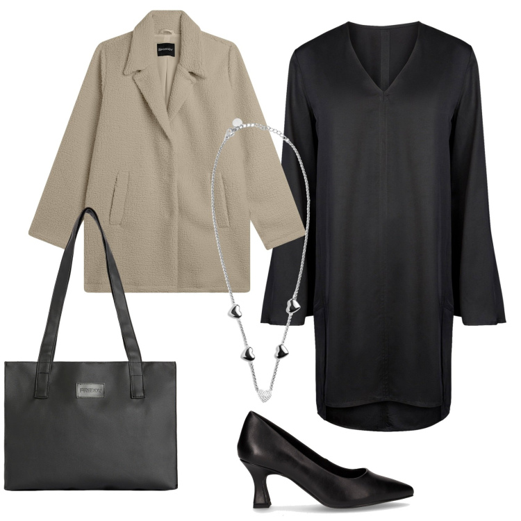 Outfit donna - Total look #2291576. Stile Casual chic per Serata fuori. Abbinamento con shopping bag, cappotti, collane, vestiti a tubino, décolleté.