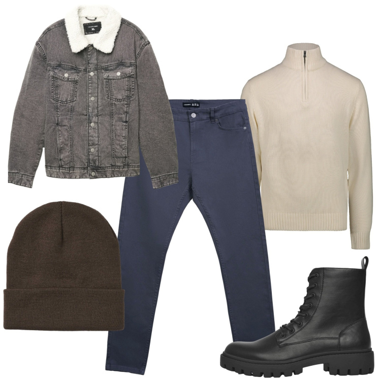 Outfit uomo - Stivaletti. Stile Casual per Tutti i giorni. Abbinamento con anfibi, pantaloni skinny, berretti, cappotti, maglieria.