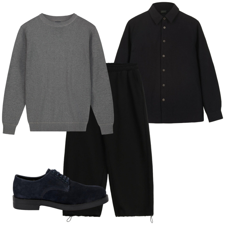 Outfit uomo - Dark. Stile Casual per Tutti i giorni. Abbinamento con pantaloni, scarpe stringate, maglieria, cappotti.