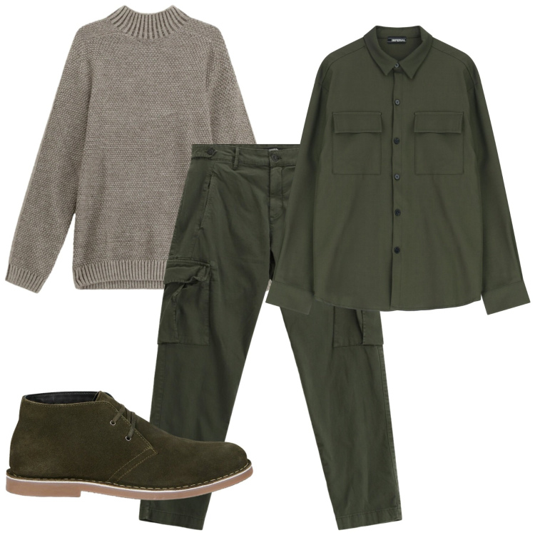 Outfit uomo - Musk must have. Stile Casual per Tutti i giorni. Abbinamento con camicie, maglieria, pantaloni cargo, stivali e stivaletti.