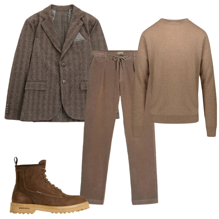 Outfit uomo - A novembre. Stile Casual per Tutti i giorni. Abbinamento con giacche, anfibi, pantaloni, maglieria.