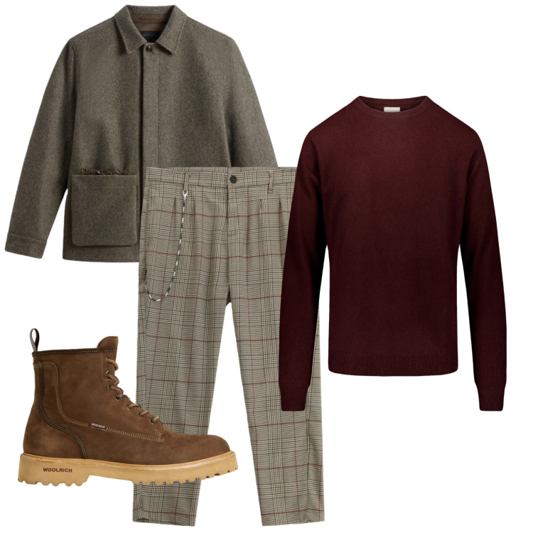 Outfit uomo - British fall. Stile Casual per Tutti i giorni. Abbinamento con pantaloni, anfibi, cappotti, maglieria.