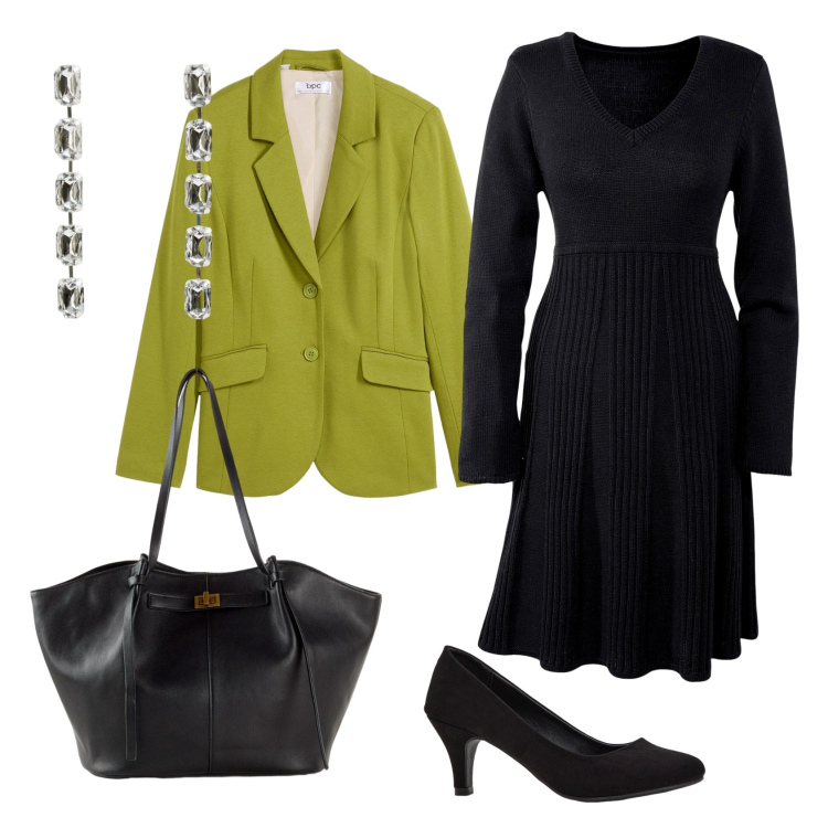 Outfit donna - Total look #2291625. Stile Chic per Cerimonia. Abbinamento con vestiti, décolleté, shopping bag, blazer, orecchini.