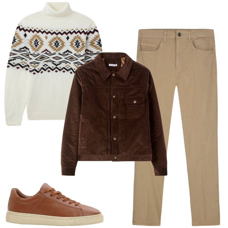 Outfit uomo - Novembre. Stile Casual per Tutti i giorni. Abbinamento con sneakers, maglieria, cappotti, pantaloni.