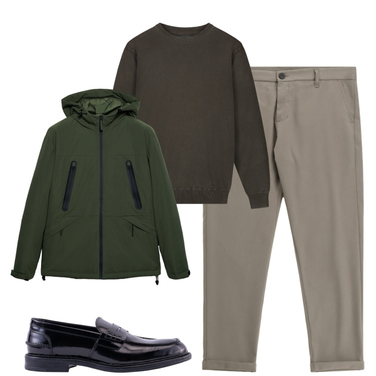 Outfit uomo - City. Stile Urban per Tutti i giorni. Abbinamento con giacche, pantaloni, maglieria, scarpe stringate.