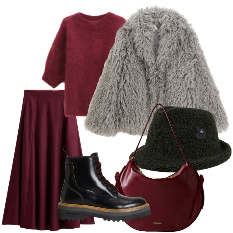 Outfit donna - La pelliccia elegante. Stile Glamour per Tutti i giorni. Abbinamento con ecopellicce, borse a spalla, maglieria, cappelli, anfibi, gonne lunghe.