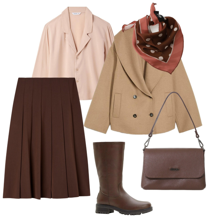 Outfit donna - Camicia e foulard. per Tutti i giorni. Abbinamento con blazer, stivali, camicie, gonne lunghe, borse a tracolla, foulard.