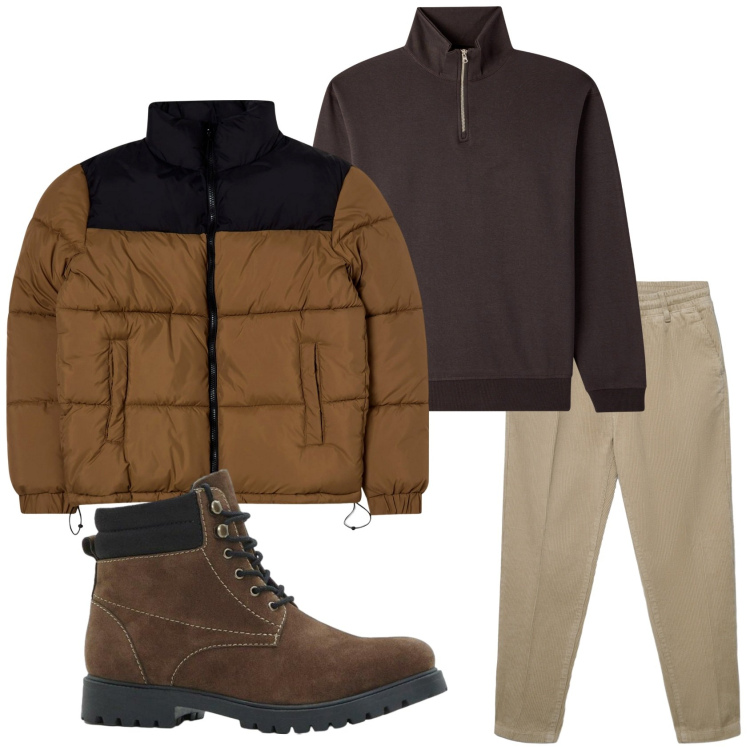 Outfit uomo - Total look #2291722. Stile Urban per Tutti i giorni. Abbinamento con stivali e stivaletti, bomber, pantaloni, felpe.