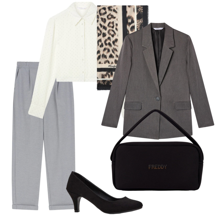 Outfit donna - Camicia e foulard. per Ufficio. Abbinamento con décolleté, camicie, blazer, borse a mano, pantaloni, foulard.