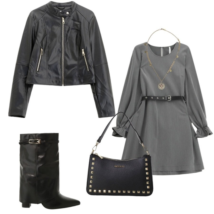 Outfit donna - Concerto rock. Stile Rock per Serata fuori. Abbinamento con vestiti corti, stivali, giacche, pochette, ciondoli.