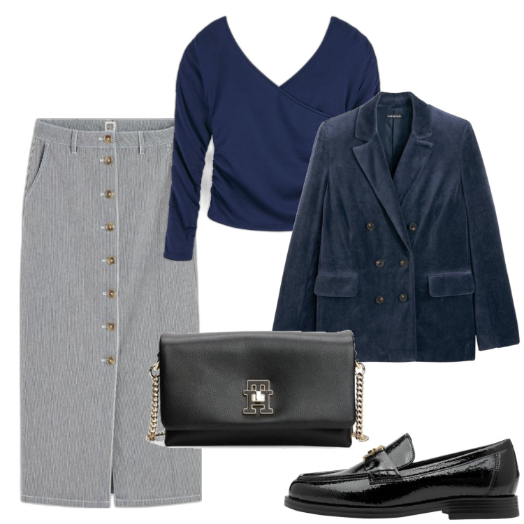 Outfit mujer - Bon ton look. Estilo Urban para Todos los días. Combinación con blazers, mocasines, minifaldas, bandoleras, top.