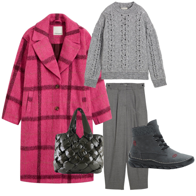 Outfit donna - Stile e comodità. Stile Urban per Tutti i giorni. Abbinamento con borse tote, pantaloni, stivaletti, maglieria, cappotti.