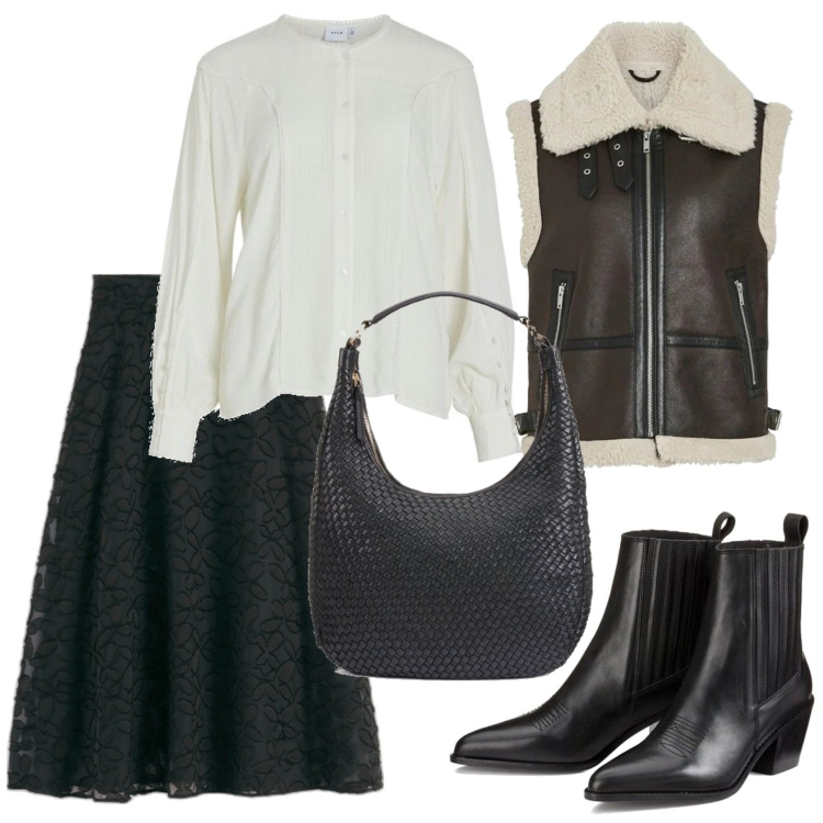 Outfit mujer - Bohemian look. Estilo Boho para Todos los días. Combinación con faldas, blusas, chalecos, botas cowboy, bolso tote.