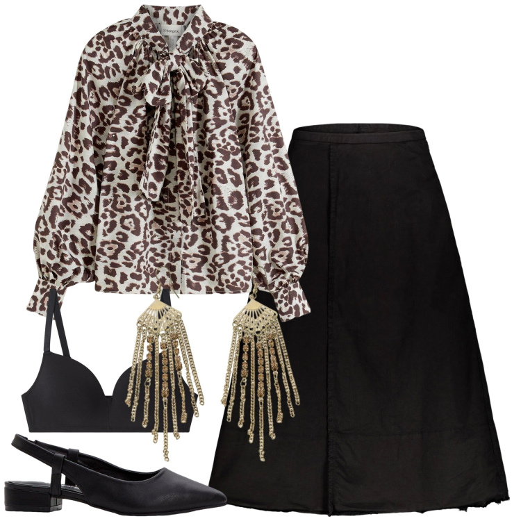 Outfit donna - Buon viaggio Ornella!. Stile Chic per Tutti i giorni. Abbinamento con décolleté, camicie, reggiseni, orecchini, gonne lunghe.