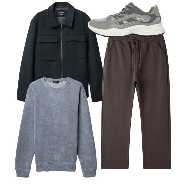 Outfit uomo - Total look. Stile Casual per Tutti i giorni. Abbinamento con sneakers, maglieria, pantaloni, cappotti.