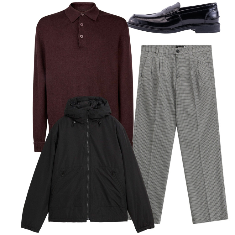 Outfit uomo - Total look. Stile Casual per Tutti i giorni. Abbinamento con giacche, pantaloni, scarpe stringate, polo.