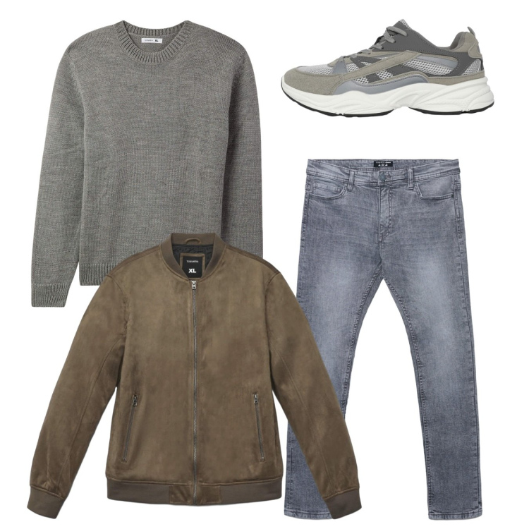 Outfit uomo - Total look. Stile Casual per Tutti i giorni. Abbinamento con jeans skinny, sneakers, giacche, maglieria.
