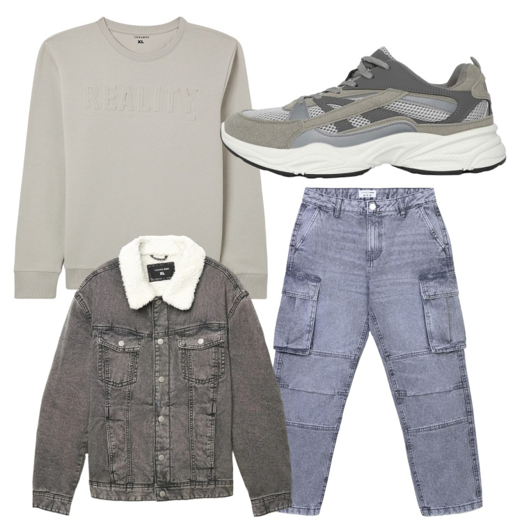 Outfit uomo - Total look. Stile Casual per Tutti i giorni. Abbinamento con felpe, sneakers, jeans, cappotti.