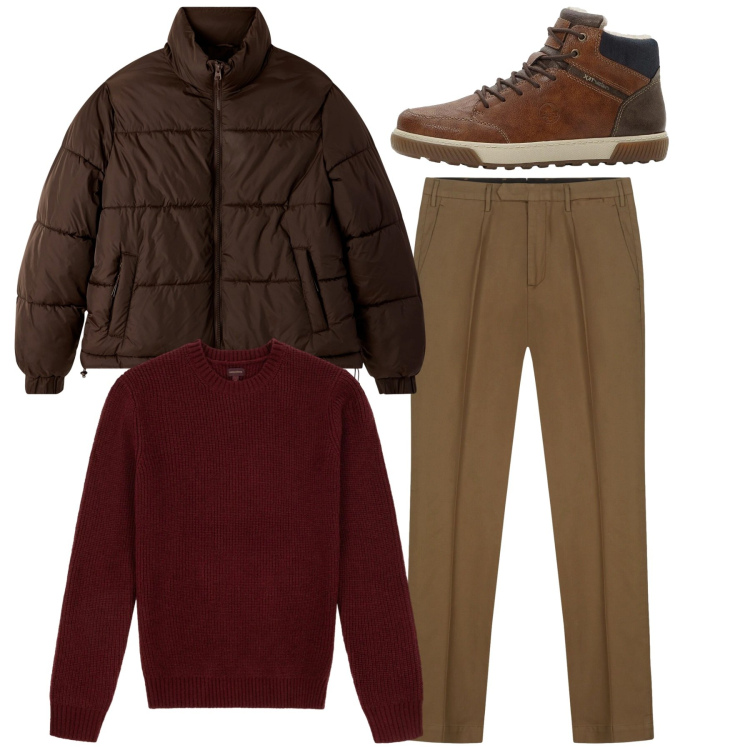 Outfit uomo - Autunno ed oltre. Stile Casual per Tutti i giorni. Abbinamento con sneakers alte, bomber, maglieria, pantaloni.