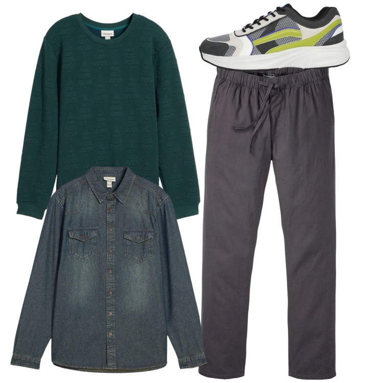 Outfit uomo - Casual. Stile Casual per Tutti i giorni. Abbinamento con pantaloni, felpe, camicie, sneakers.