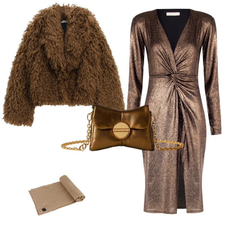 Outfit donna - Evento serata speciale Glamour. Stile Glamour per Serata fuori. Abbinamento con blazer, vestiti a tubino, ballerine, borse a tracolla, sciarpe.
