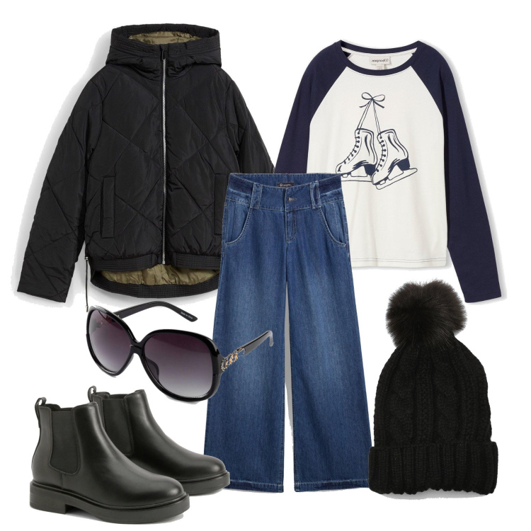 Outfit femme - Novembre. Style Urban pour Tous les jours. Assortir avec t-shirts, lunettes de soleil, blazers, jeans, bonnets, boots.